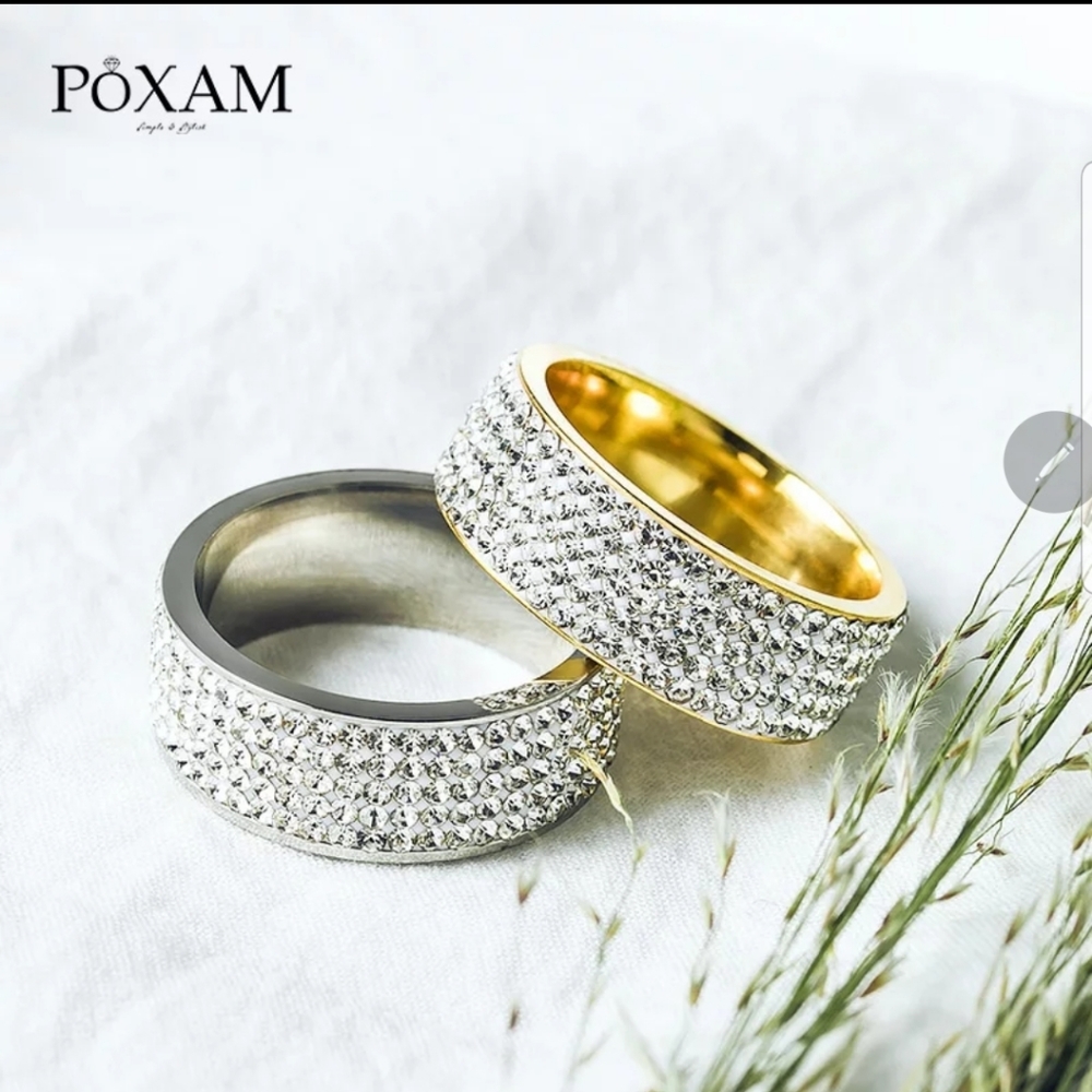 Poxam Crystal Pavé Band Ring — Gold or Silver